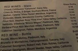 menu red wines