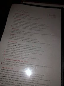 Wine Menu