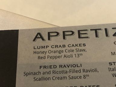 Crab Cakes Menu