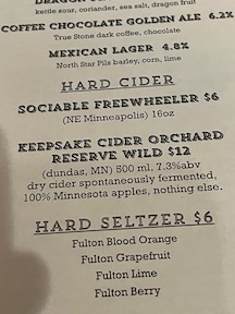 cider menu