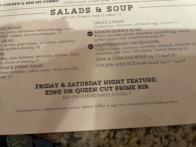 Fish fry menu